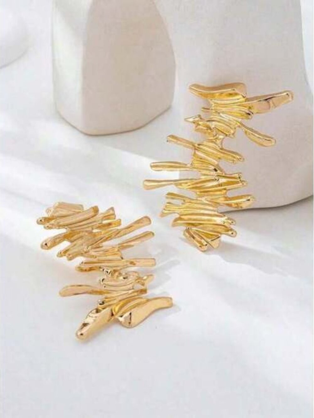 Asymmetrical Metal Earrings, Vintage Design Jewelry For , Suitable F